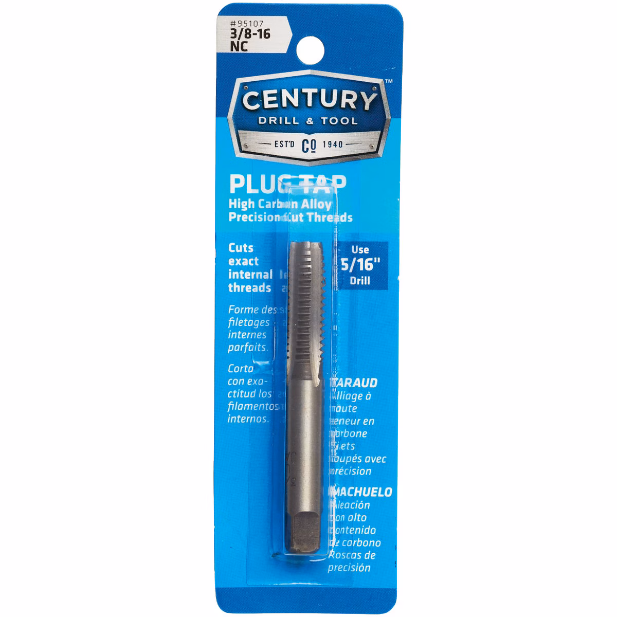 Century Drill & Tool 3/8-16 Carbon Steel National Coarse Tap-Plug