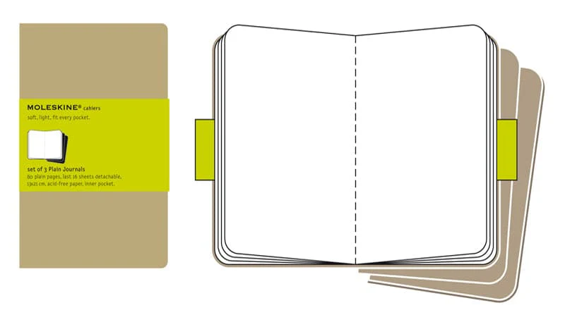 Moleskine Plain Kraft Cahier 13cm x 21cm [pack of 3]