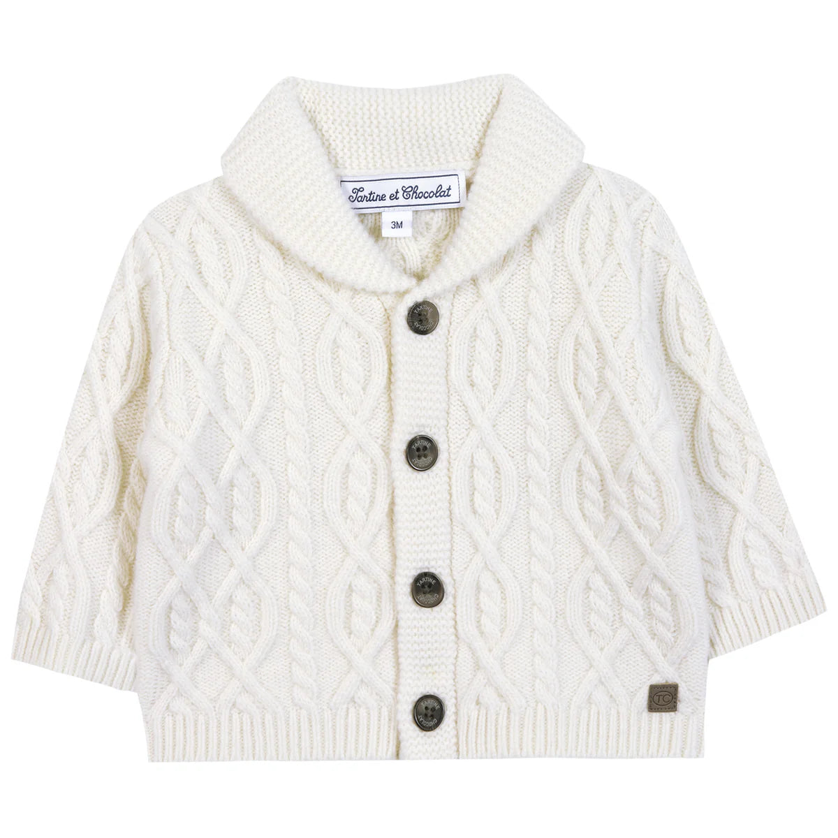 Tartine et Chocolat Kids Wool Cardigan Sweater – Cream