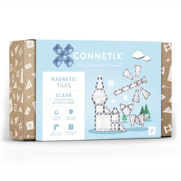 CONNETIX Clear Tiles – 34 Pieces Clear Pack