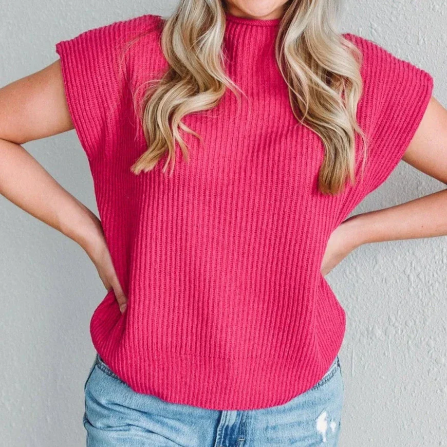 Catimini Kids Girl‘s Sleeveless Pullover Sweater – Pink Shocking – 10Y/12Y