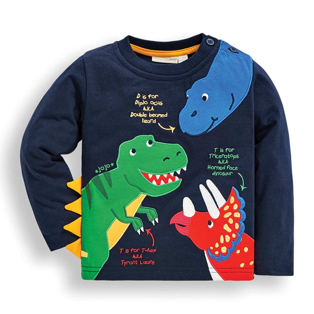 Jojo Maman Bebe Kids Boy’s Dinosaurs Long Sleeve Shirts/Top