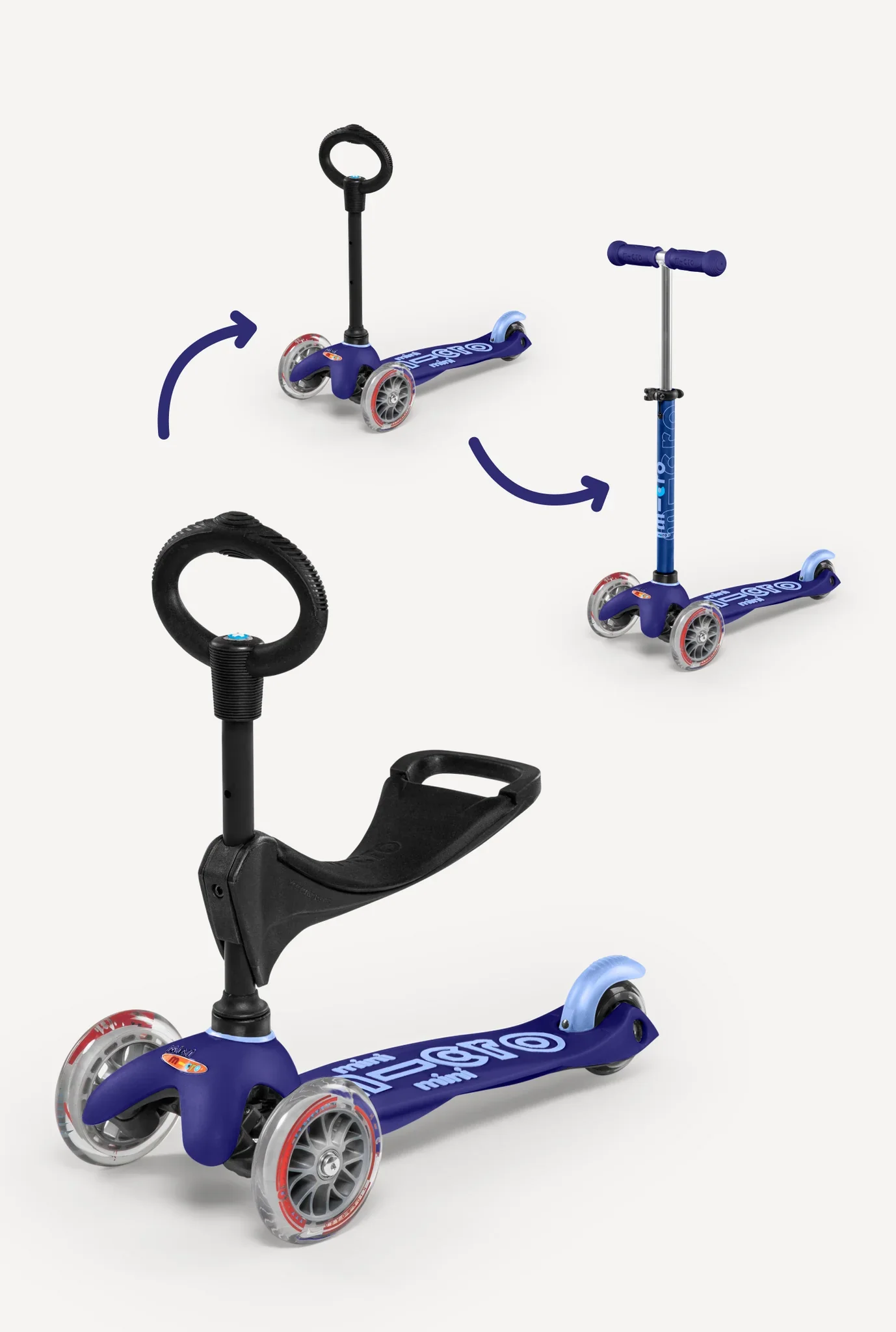 Micro Kids Mini 3in1 Deluxe Scooter – Blue [Ages 1-5]