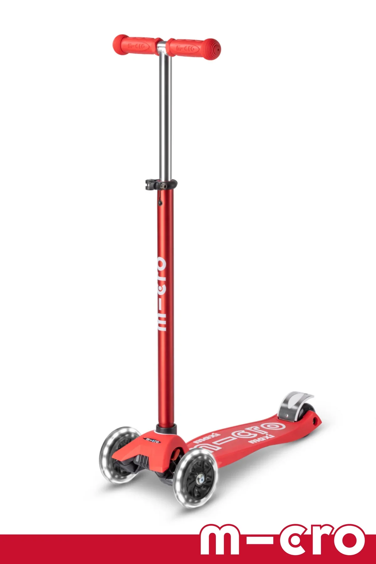 Micro Kids Maxi Deluxe LED Scooter – Red [Age 5-12]