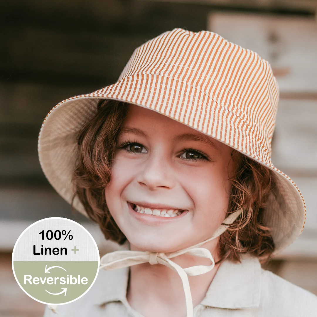 Bedhead Kids UPF50+ EXPLORER Reversible Classic Bucket Sun Hat – Frankie / Flax