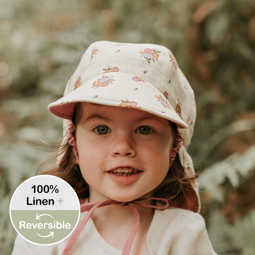 Bedhead Kids UPF50+ LOUNGER Reversible Flap Sun Hat – Provence / Rosa