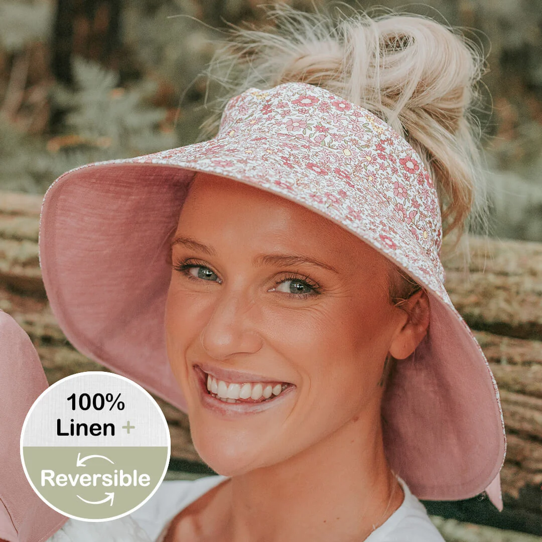 Bedhead Ladies UPF50+ VOYAGER Wide Brimmed Reversible Visor Sun Hat – Ramble / Rosa