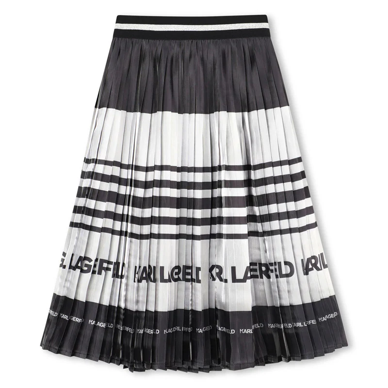 Karl Lagerfeld Kids Girl Striped Pleated Midi Skirt – 8Y