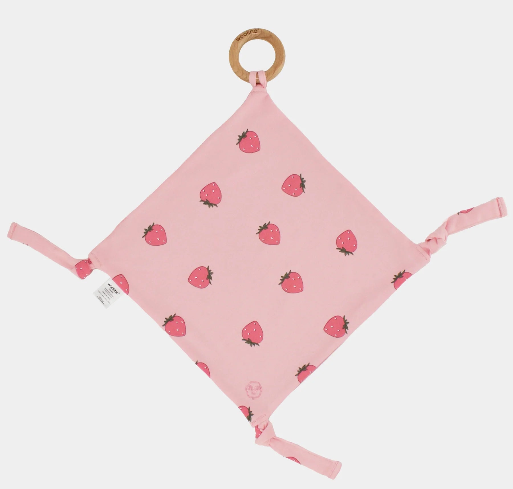 Woolino LOVEY Merino Wool+Organic Cotton w/ Removable Teething Ring – Strawberry