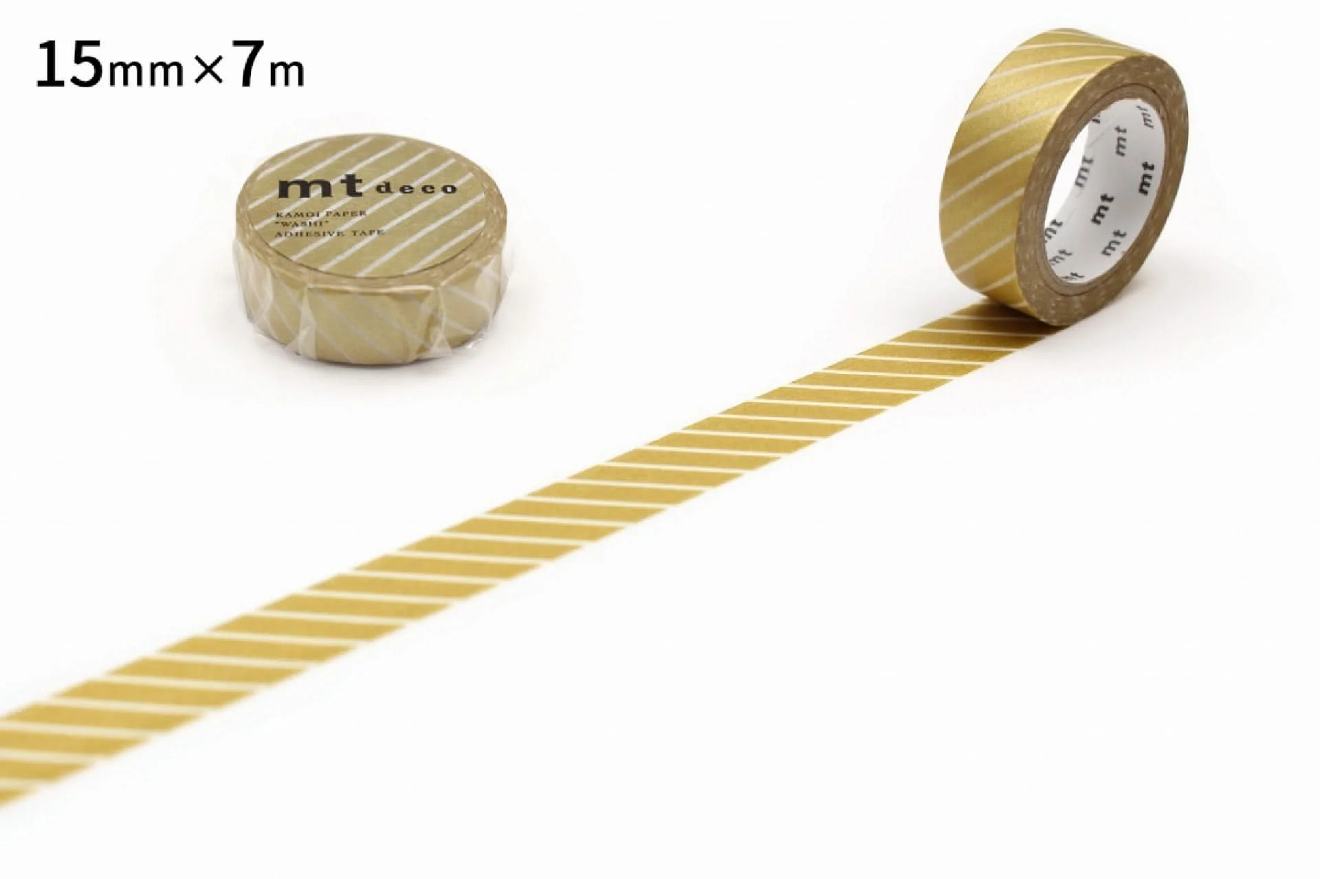 mt 1P Deco Washi Tape – Striped Gold  – 15mm