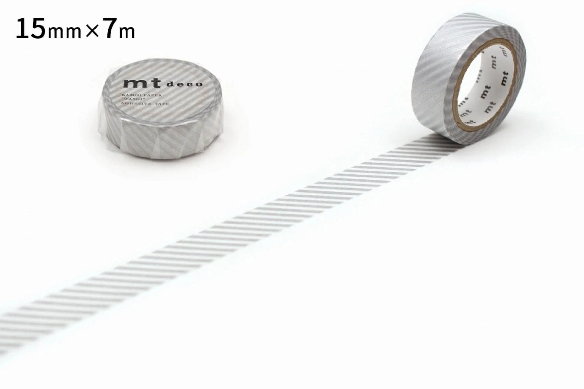 mt 1P Deco Washi Tape – Striped Silver  – 15mm