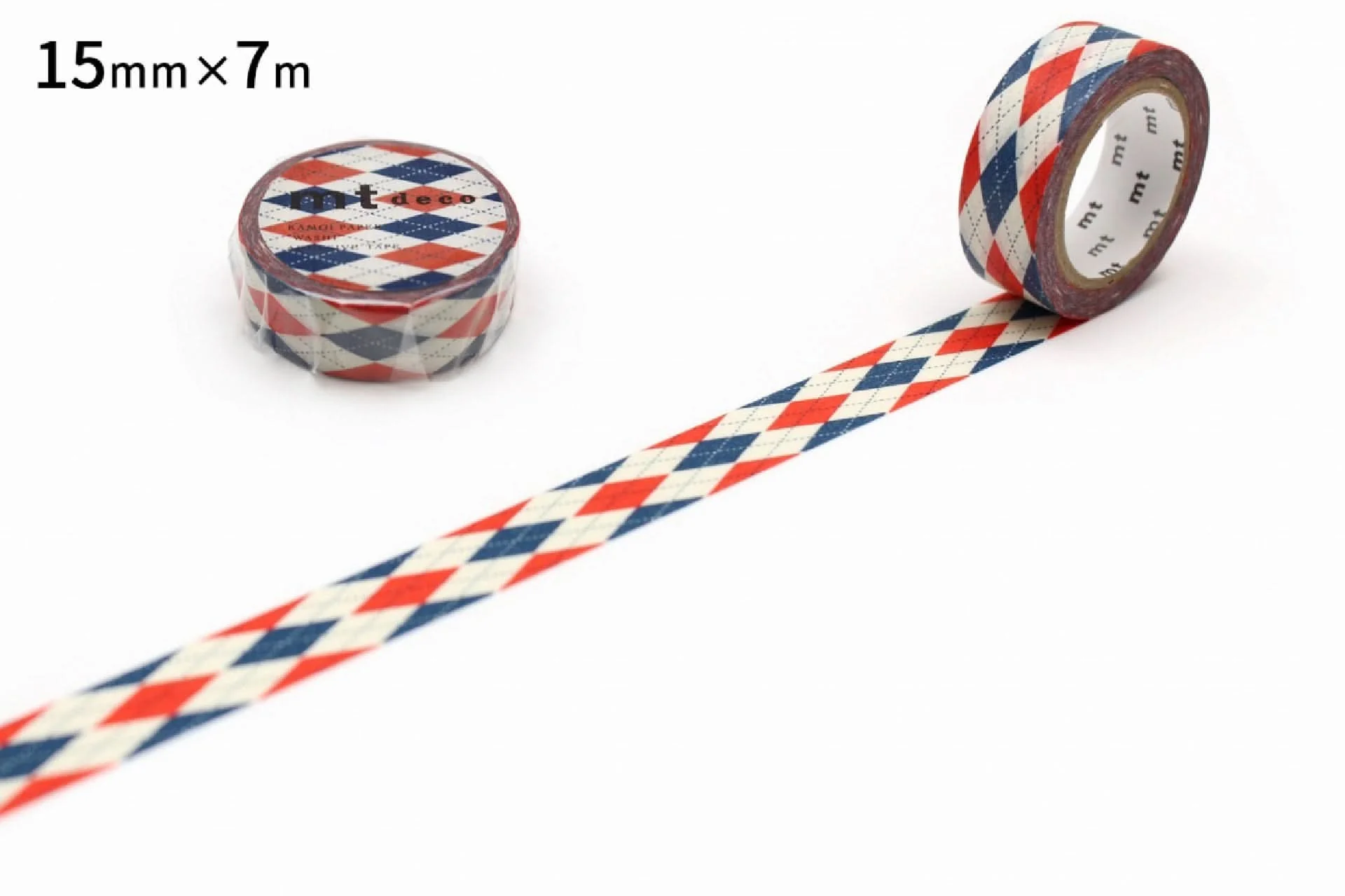 mt 1P Deco Washi Tape – Argyle Red  – 15mm