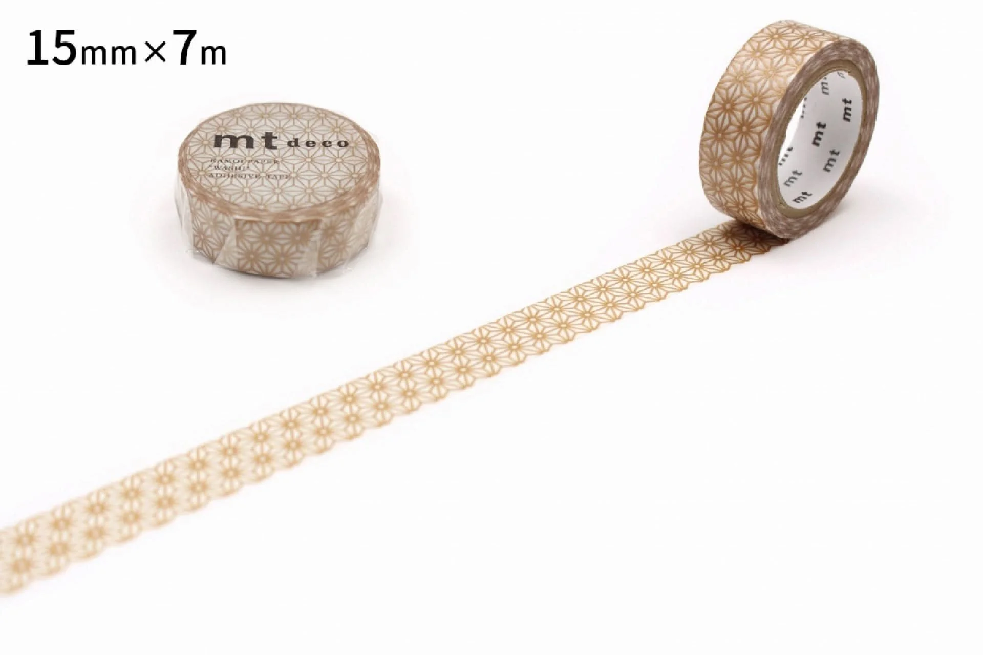mt 1P Deco Washi Tape – Hemp Leaf & Brass  – 15mm