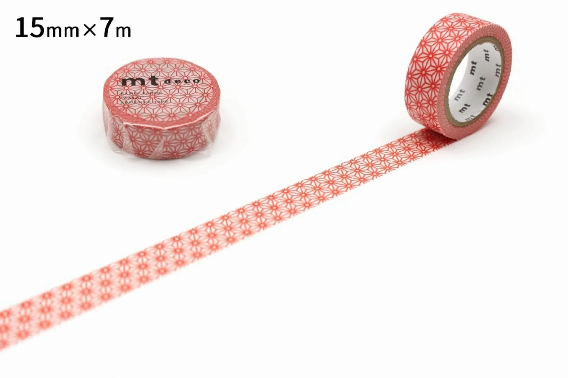 mt 1P Deco Washi Tape – Hemp Leaf Vermilion  – 15mm