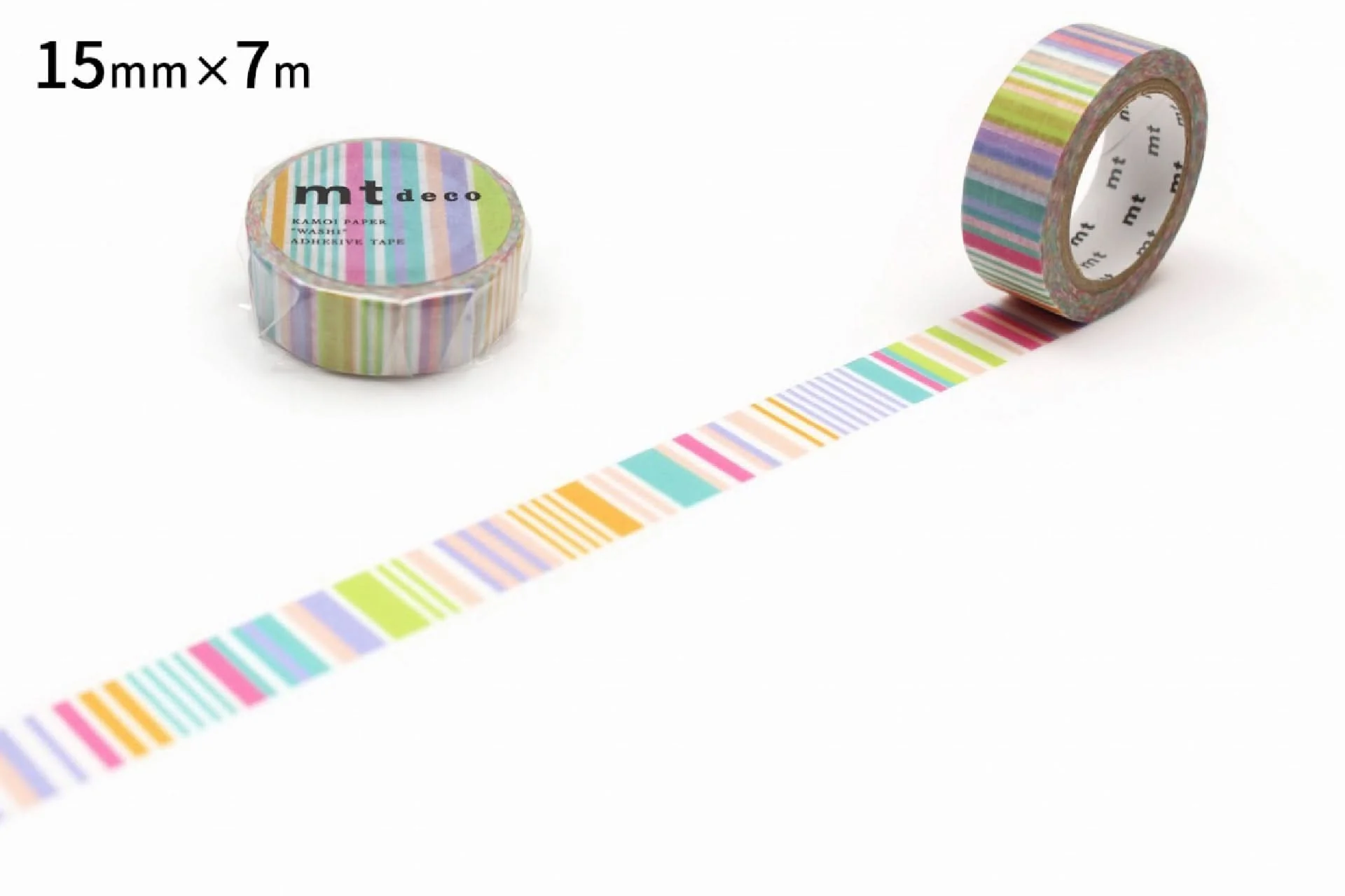 mt 1P Deco Washi Tape – Multi-Border Pastel  – 15mm
