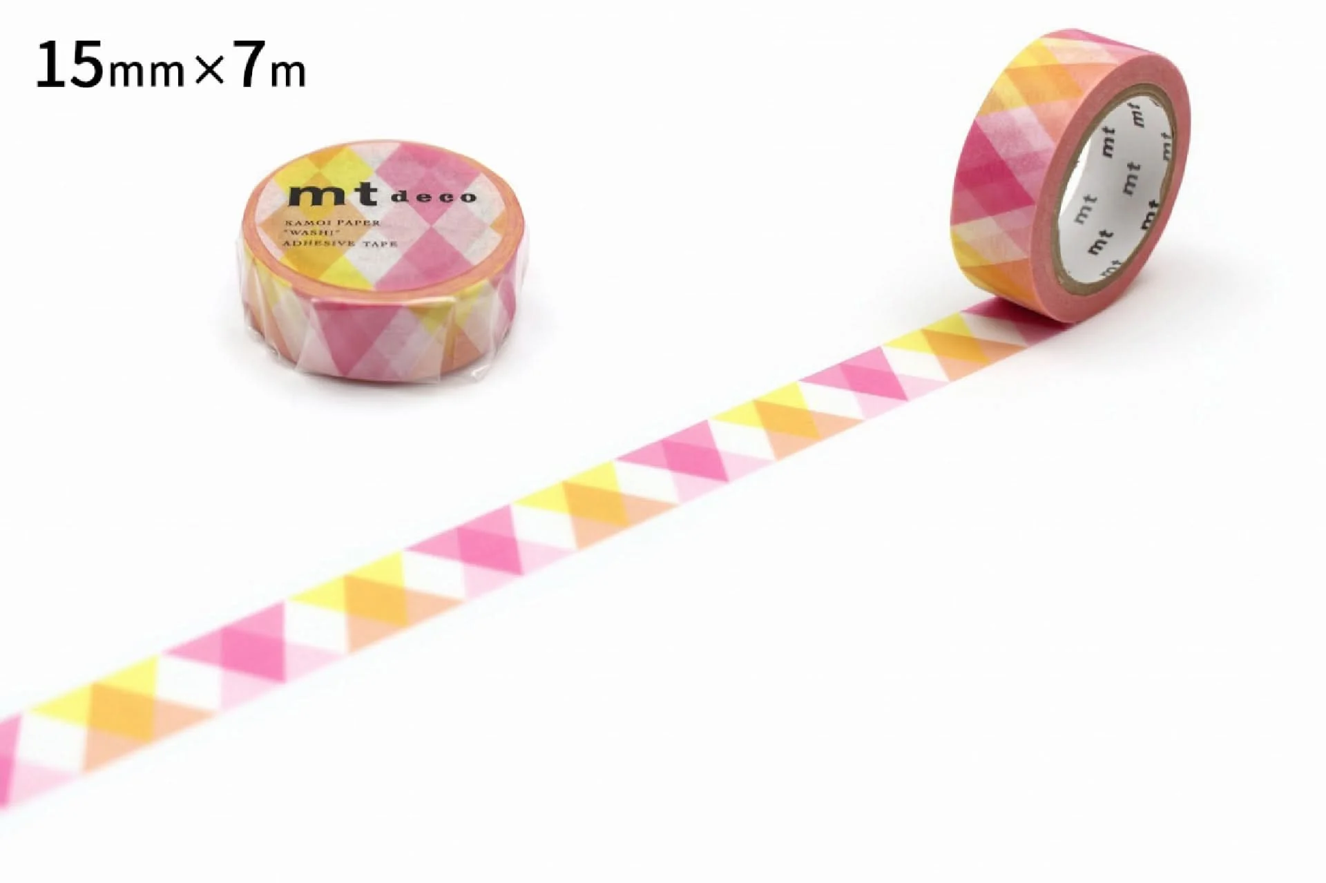 mt 1P Deco Washi Tape – Triangle and Diamond Pink  – 15mm