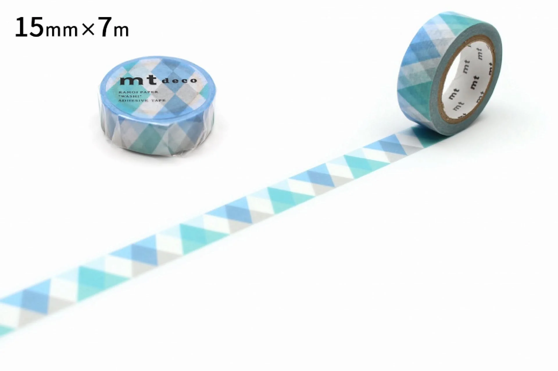 mt 1P Deco Washi Tape – Triangle and Diamond Blue  – 15mm
