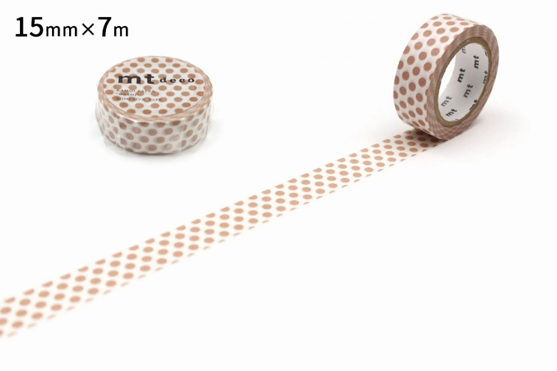 mt 1P Deco Washi Tape – Dot Milk Tea  – 15mm