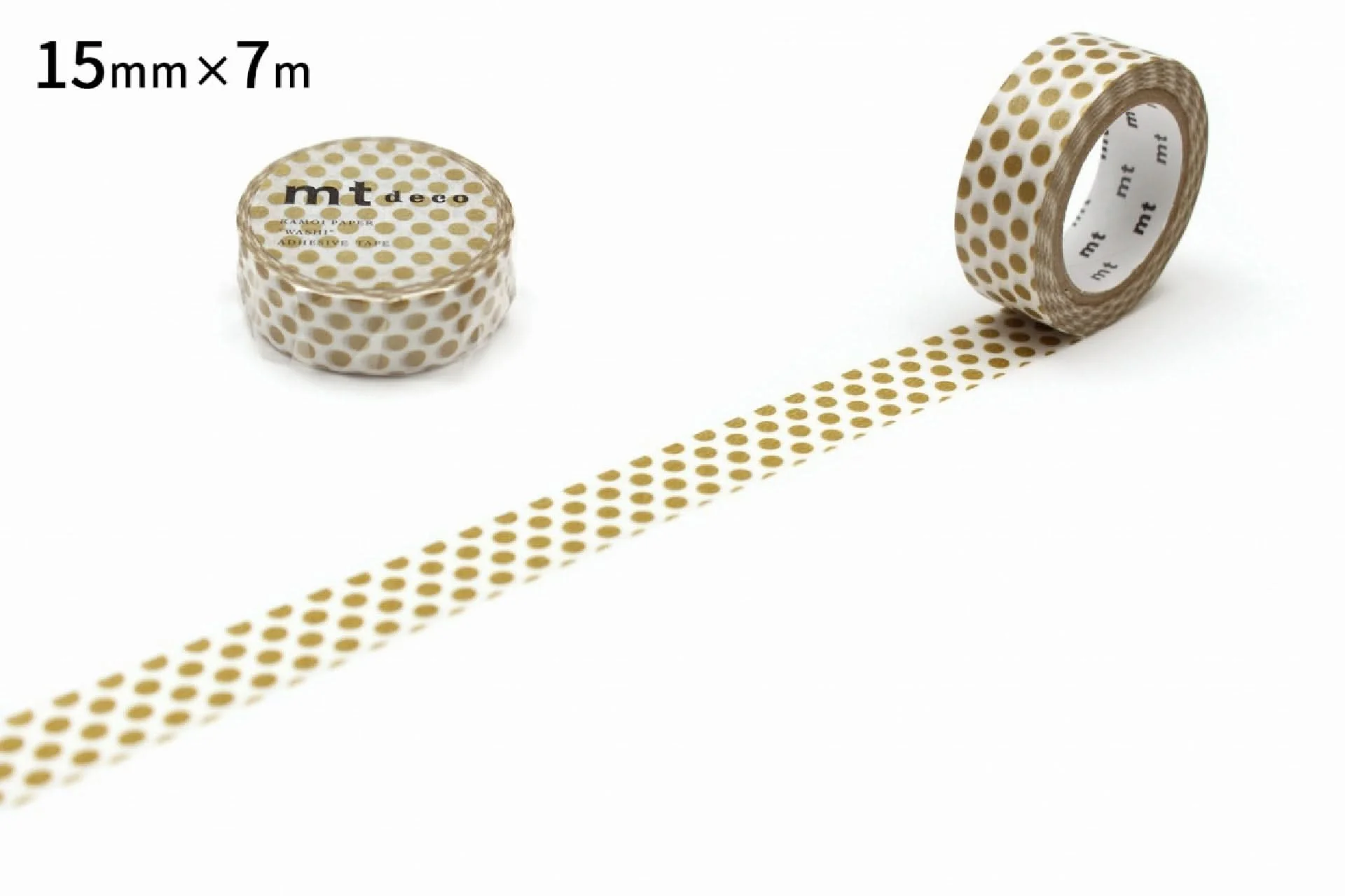 mt 1P Deco Washi Tape – Dot Gold  – 15mm