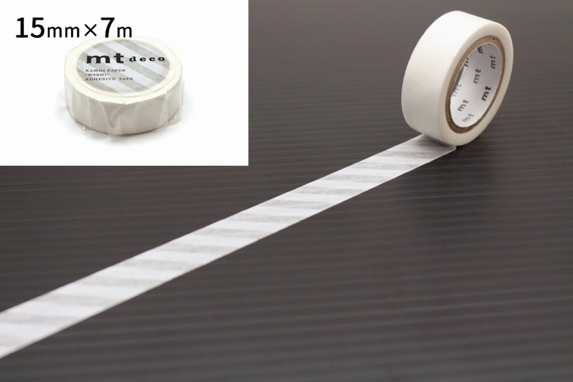 mt 1P Deco Washi Tape – Striped White  – 15mm