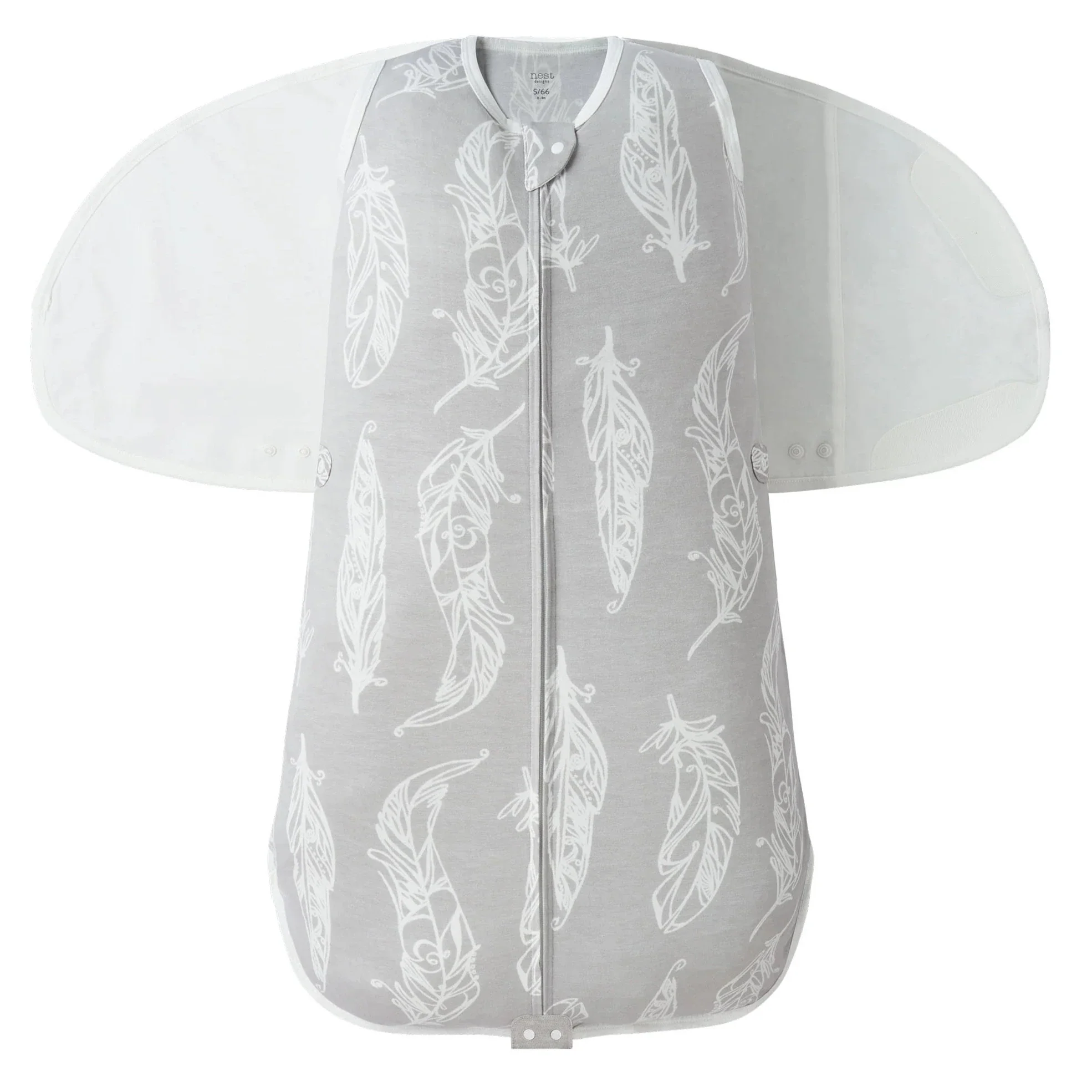 Nest Designs Baby 0.25 TOG Bamboo Jersey Swaddle Sleep Bag – Feather Grey