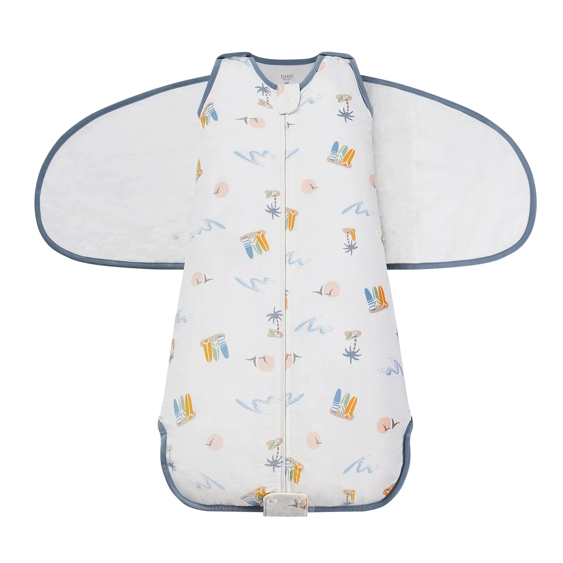 Nest Designs Baby 0.5 TOG Swaddle Sleep Bag (Bamboo Cotton) – Pastel Waves