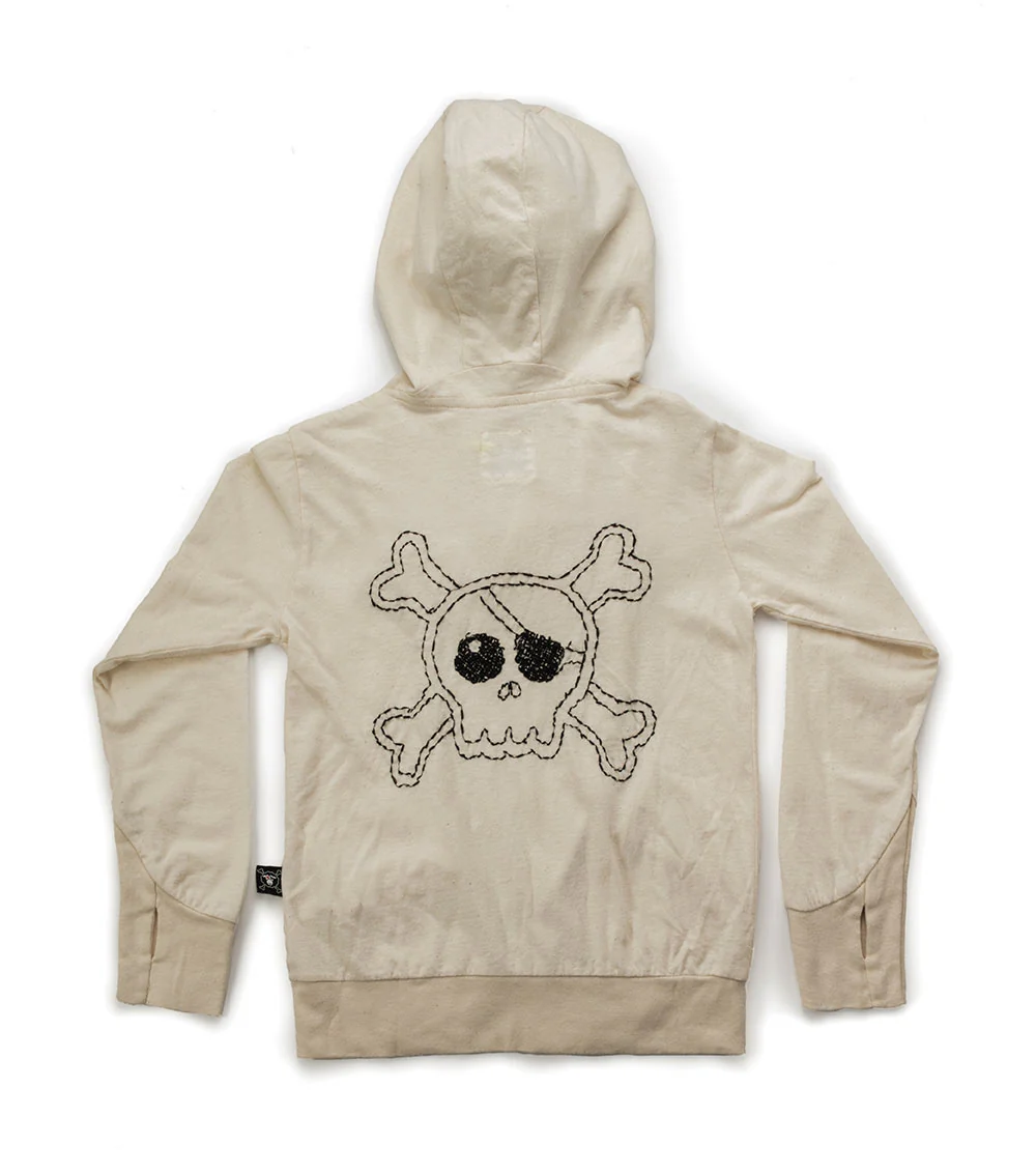 Nununu Kids White EMBROIDERED SKULL Hoodie