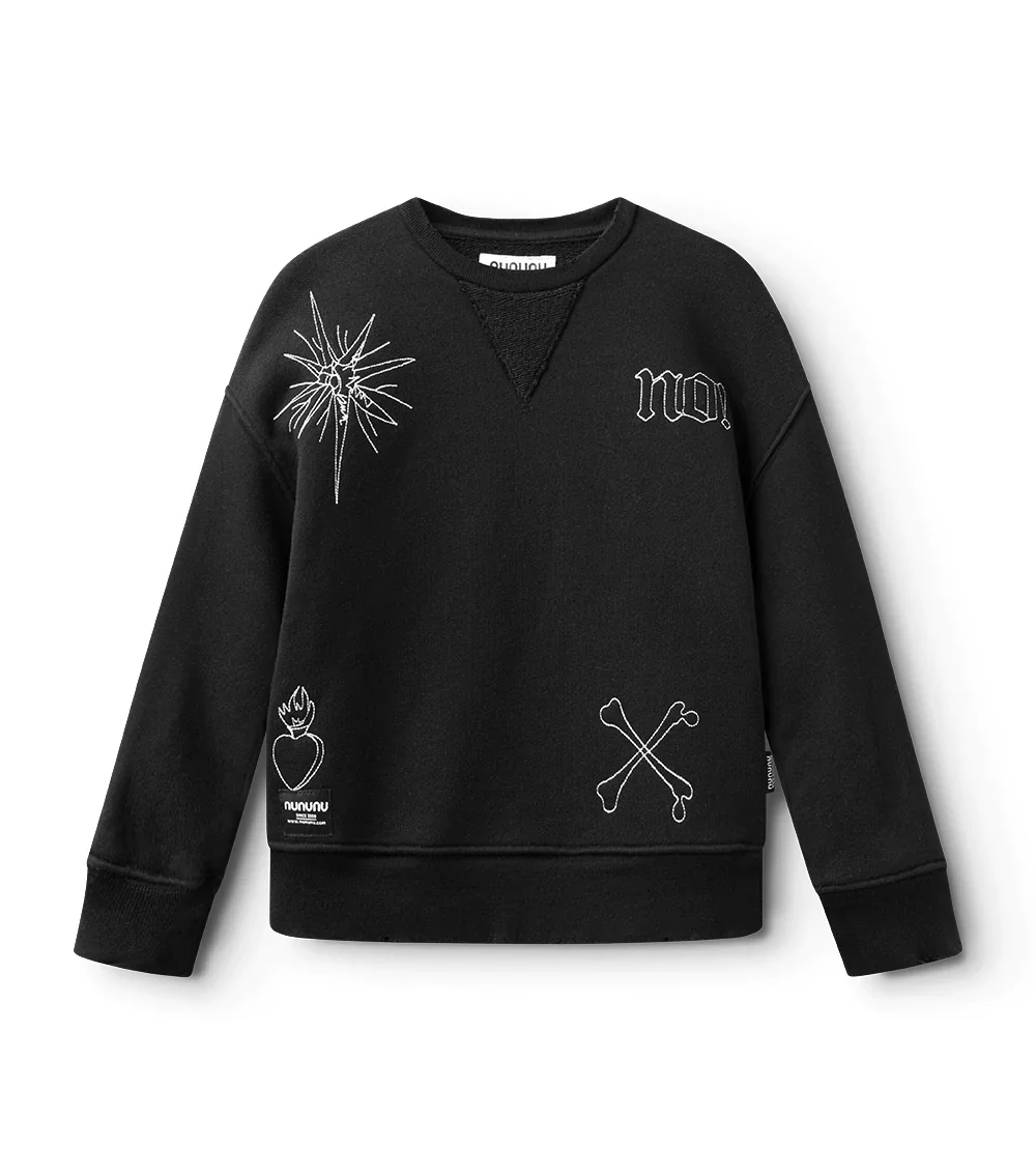 Nununu Kids ALL INKED Heavy Sweatshirt in Black
