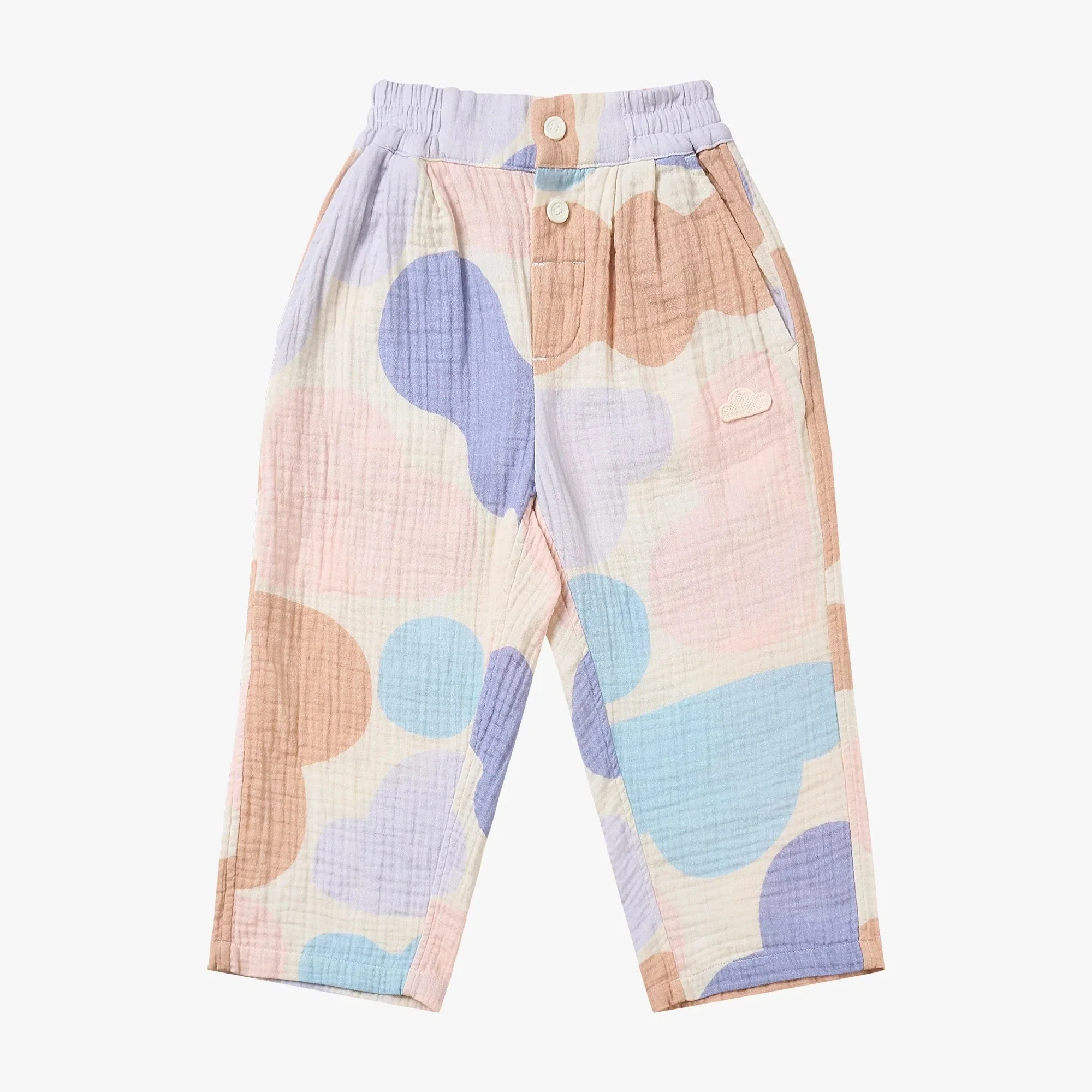 Nest Designs – Petite Revery Kids Wrinkled Muslin Pants – Cloudy Seashells