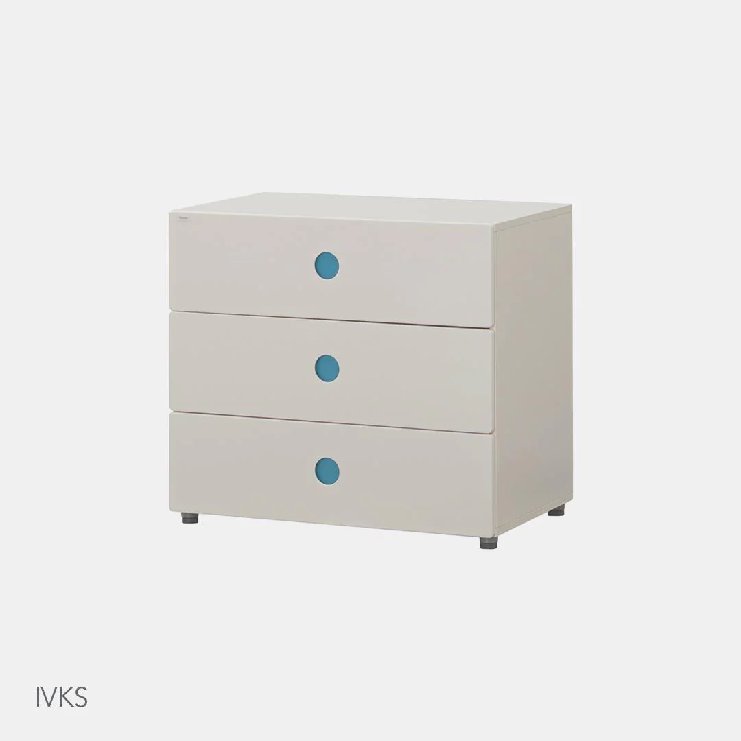 iloom TINKLE-POP Kids 3-Story W800 Drawer – Ivory/Sky Blue (Pickup ONLY)