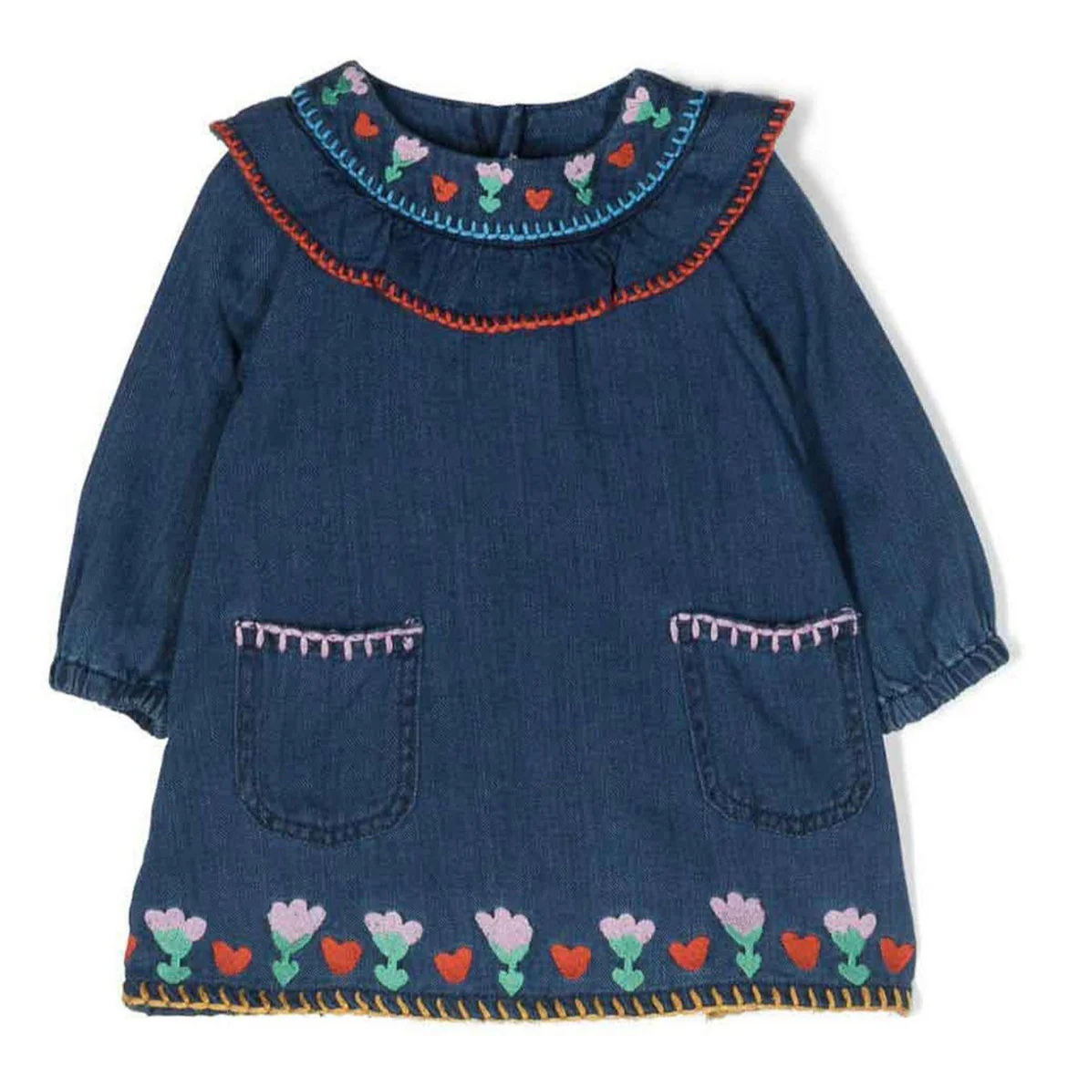 STELLA MCCARTNEY Baby Girl’s Folk Flower Embroidery Denim Dress – 3M/6M