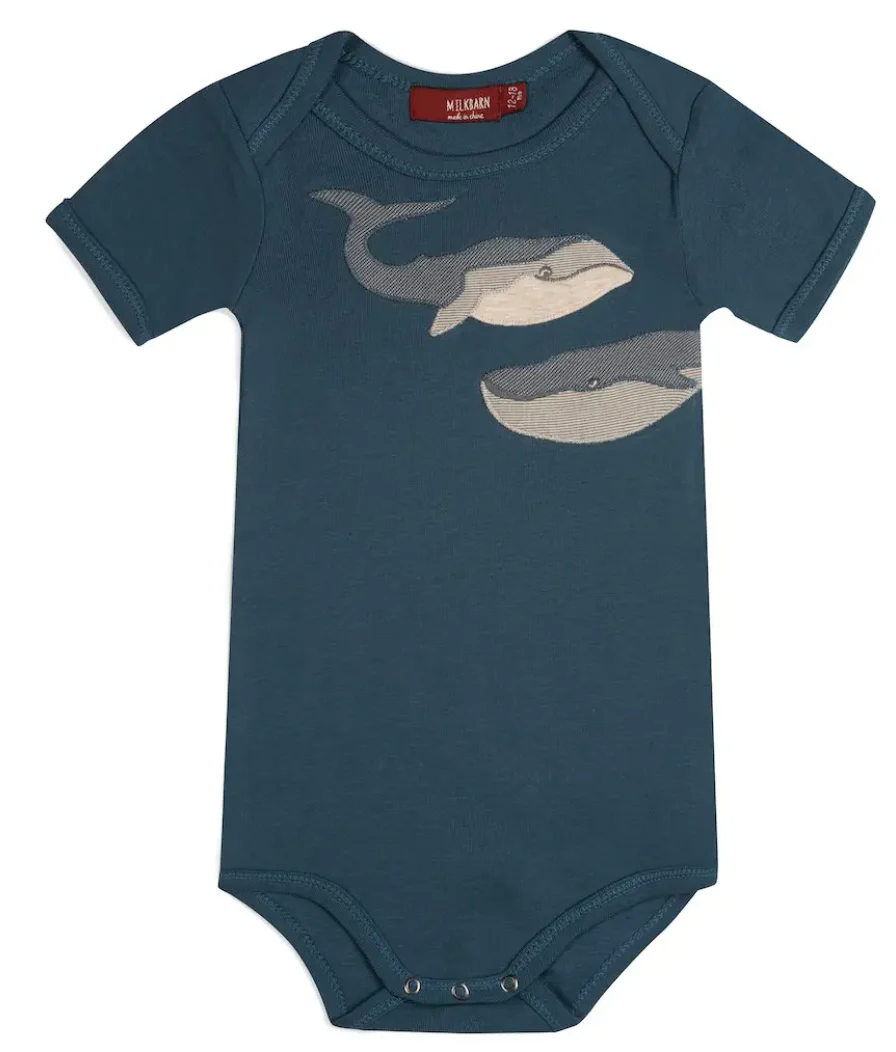 Milkbarn Baby Organic Short Sleeve One Piece – Blue Whale