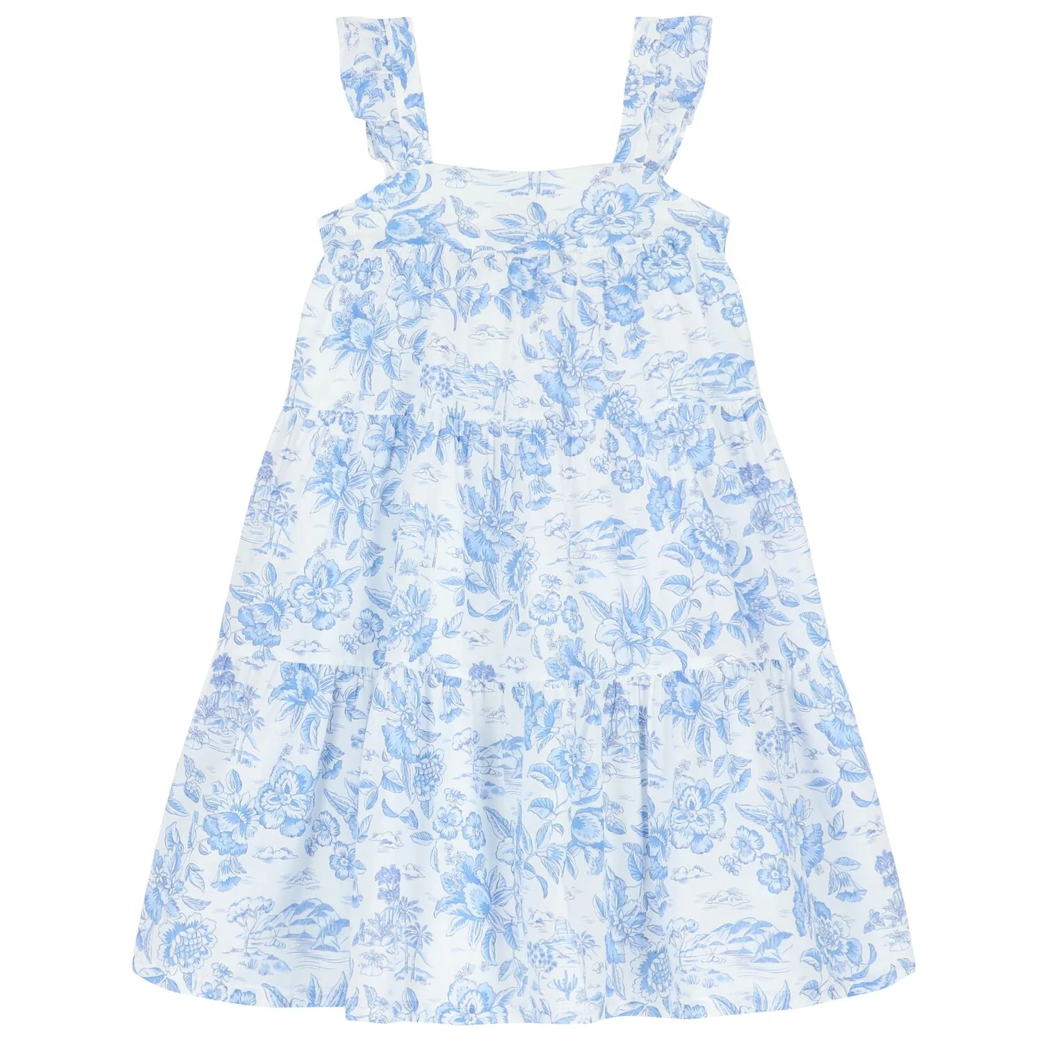 Tartine et Chocolat Girls White & Blue Liberty Dress