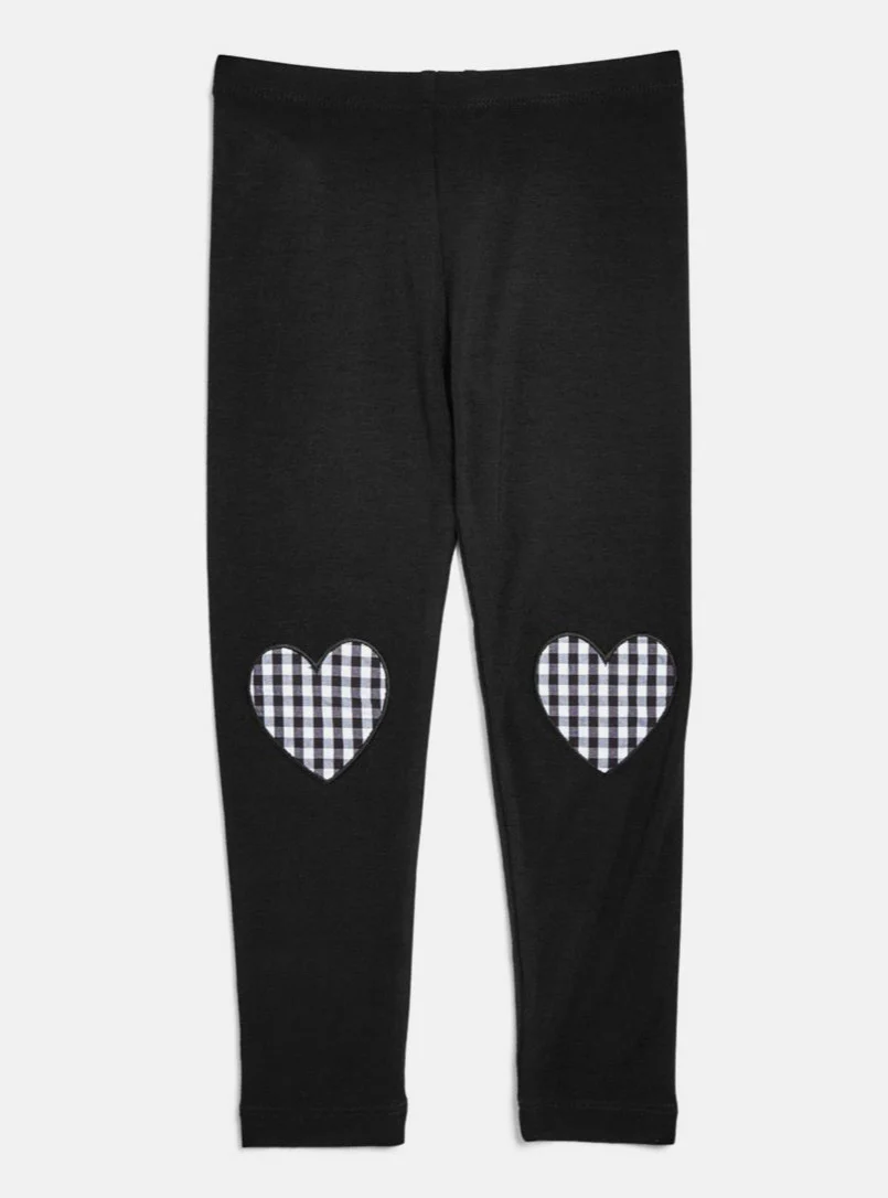Design History – Girls’ Gingham-Heart Leggings in Black