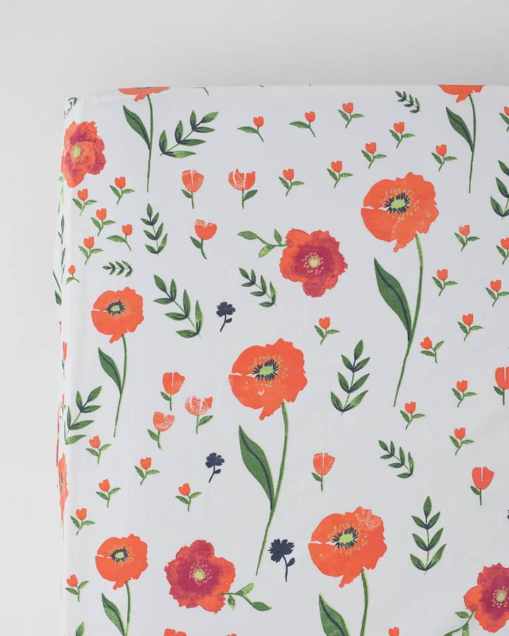 Little Unicorn Percale Crib Sheet – Summer Poppy