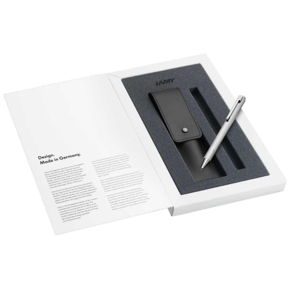 LAMY 240 KS econ Brushed Ballpoint Pen + Leather Pouch set