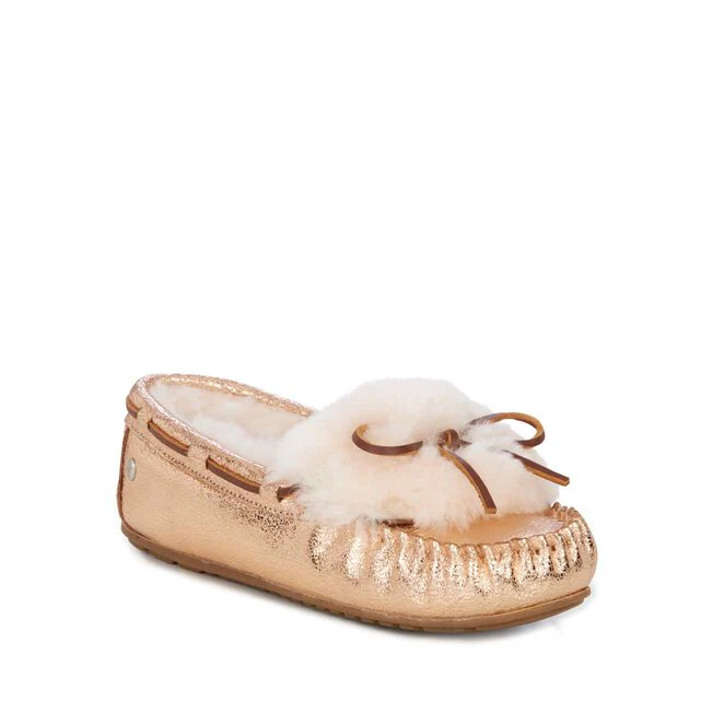 EMU AUSTRALIA Women’s Amity Cuff Crackled Moccasin Slipper