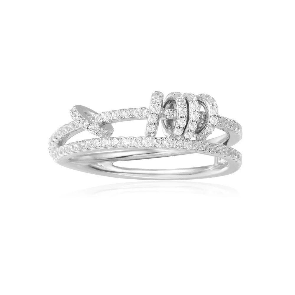 APM Double Ring With Sliding Hoops – Silver