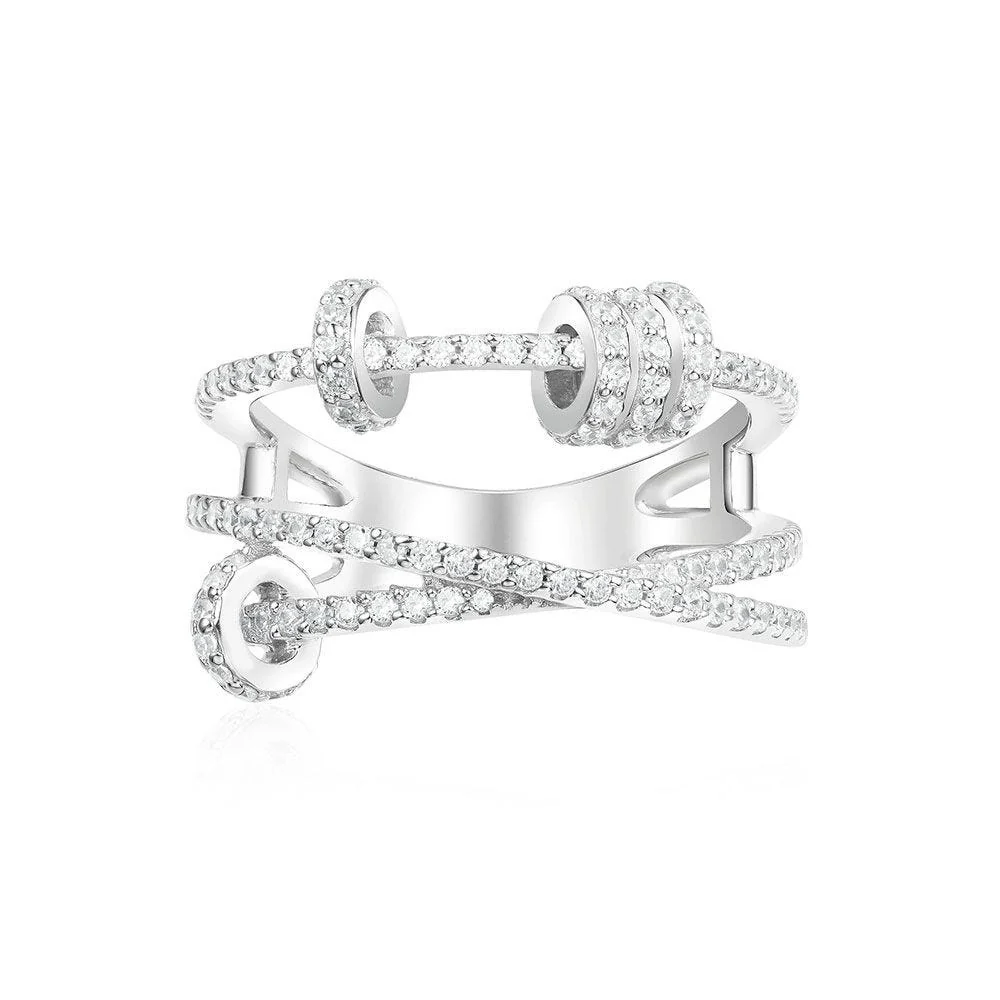 APM Triple Ring With Sliding Hoops – Silver
