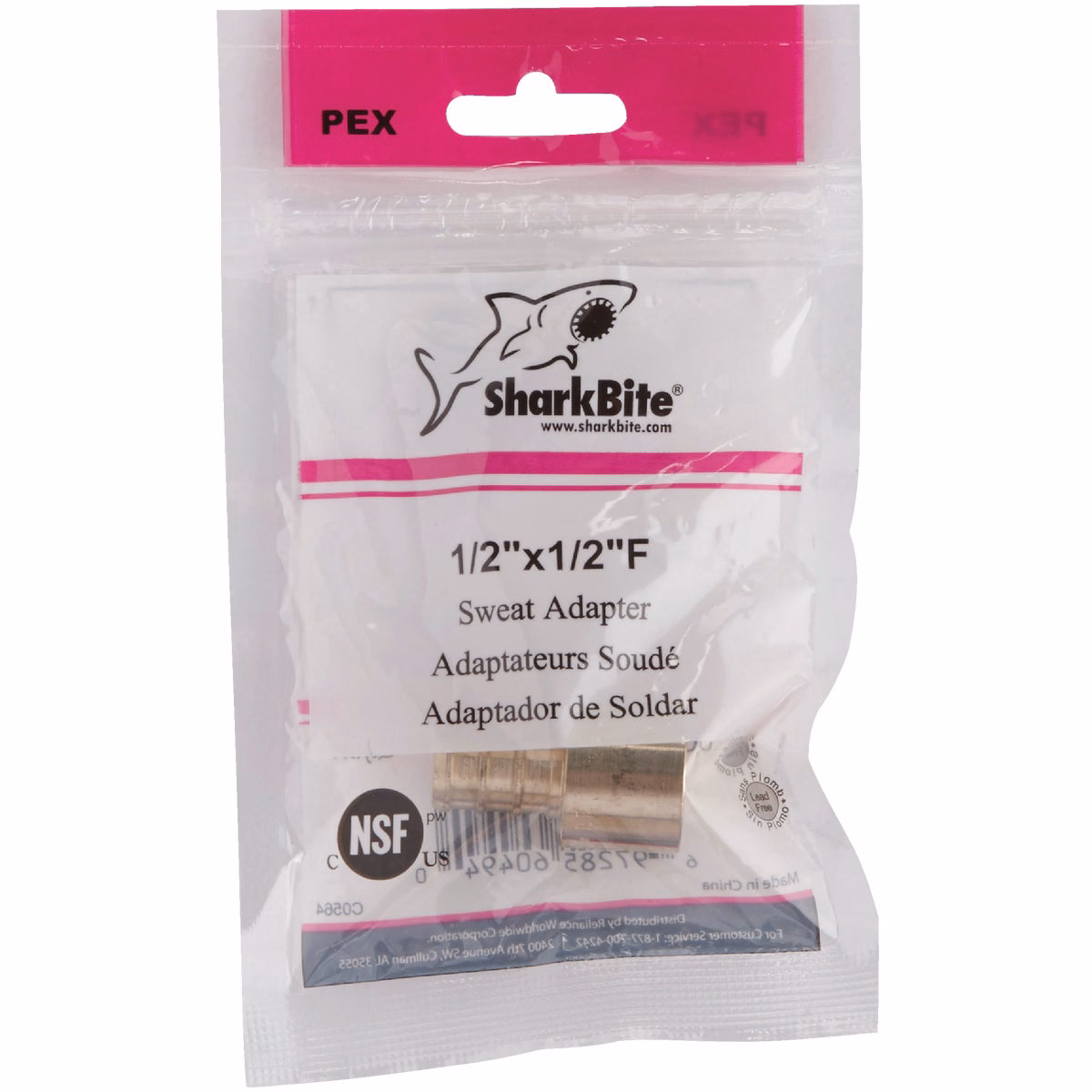 SharkBite 1/2 In. Female Sweat x 1/2 In. CF Brass PEX Adapter