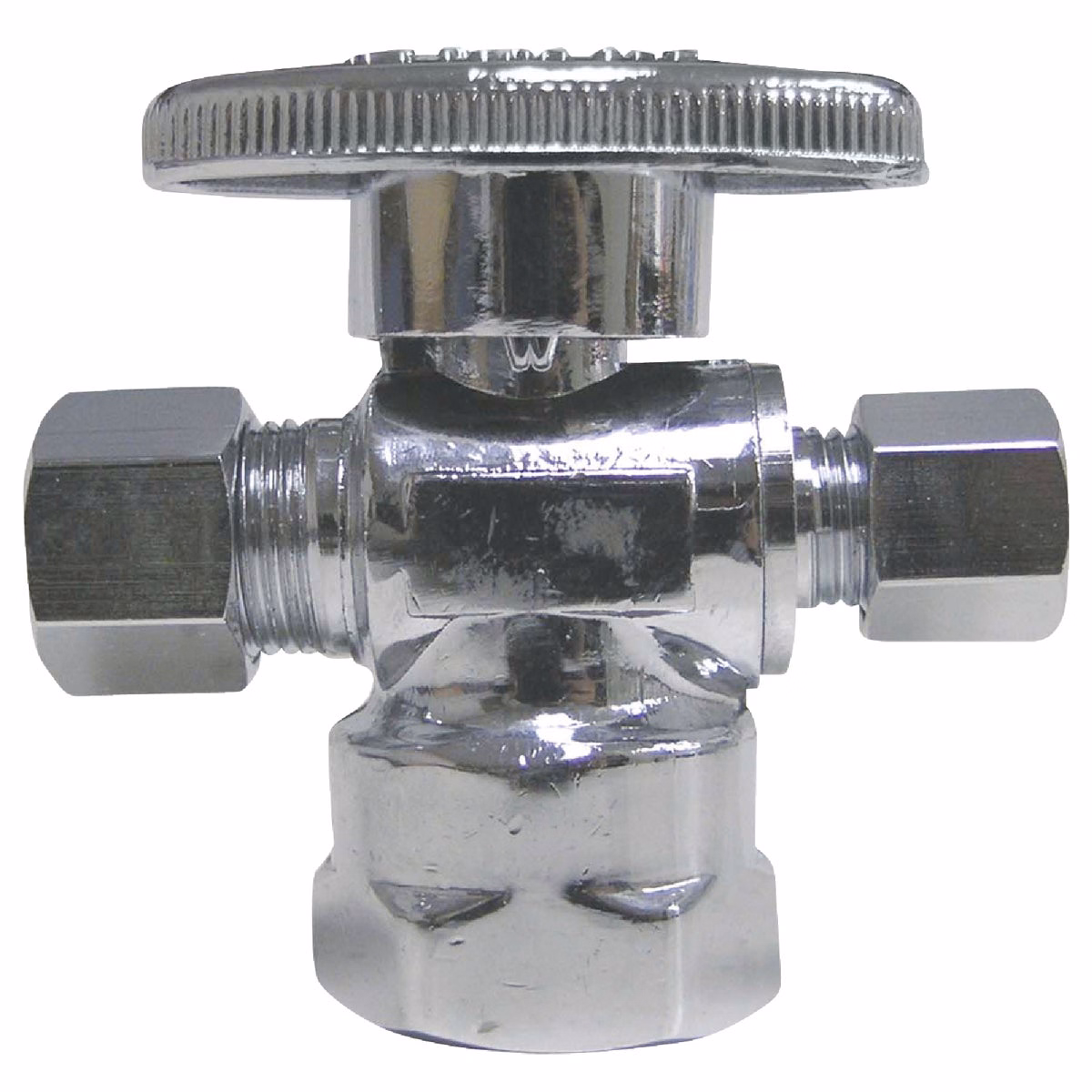 ProLine 1/2 In. FIP x 3/8 In. C x 1/4 In. C Chrome Plated Brass Dual Outlet Stop