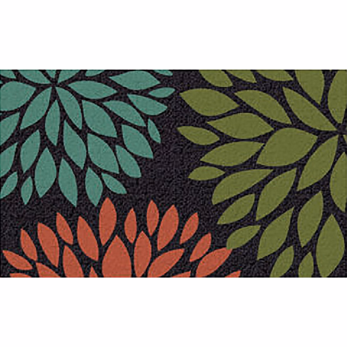 Americo Home Front Runner 18 In. x 30 In. Green Flowers Mat