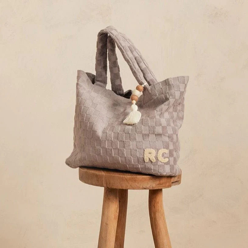 Rylee + Cru TERRY BEACH BAG – CLOUD CHECK