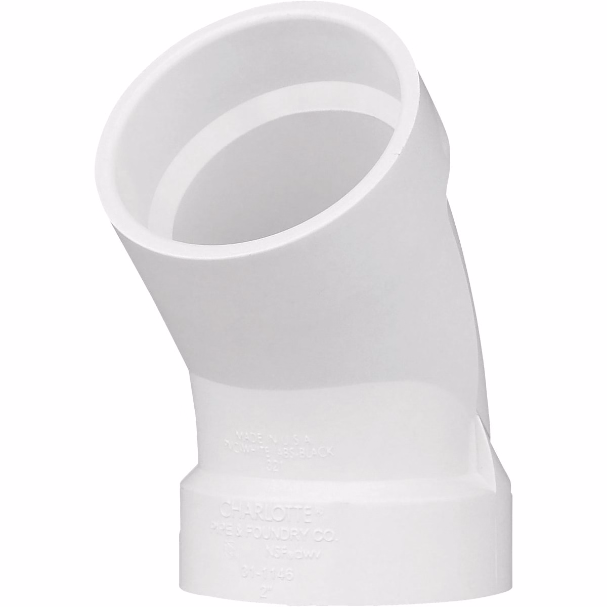 Charlotte Pipe 2 In. Schedule 40 45 Deg. Sanitary DWV PVC Elbow (1/8 Bend)