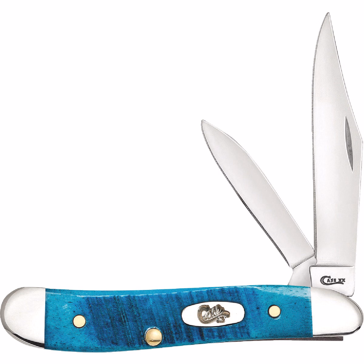 Case 2.1 In. Sawcut Jig Caribbean Blue Bone Peanut Pocket Knife