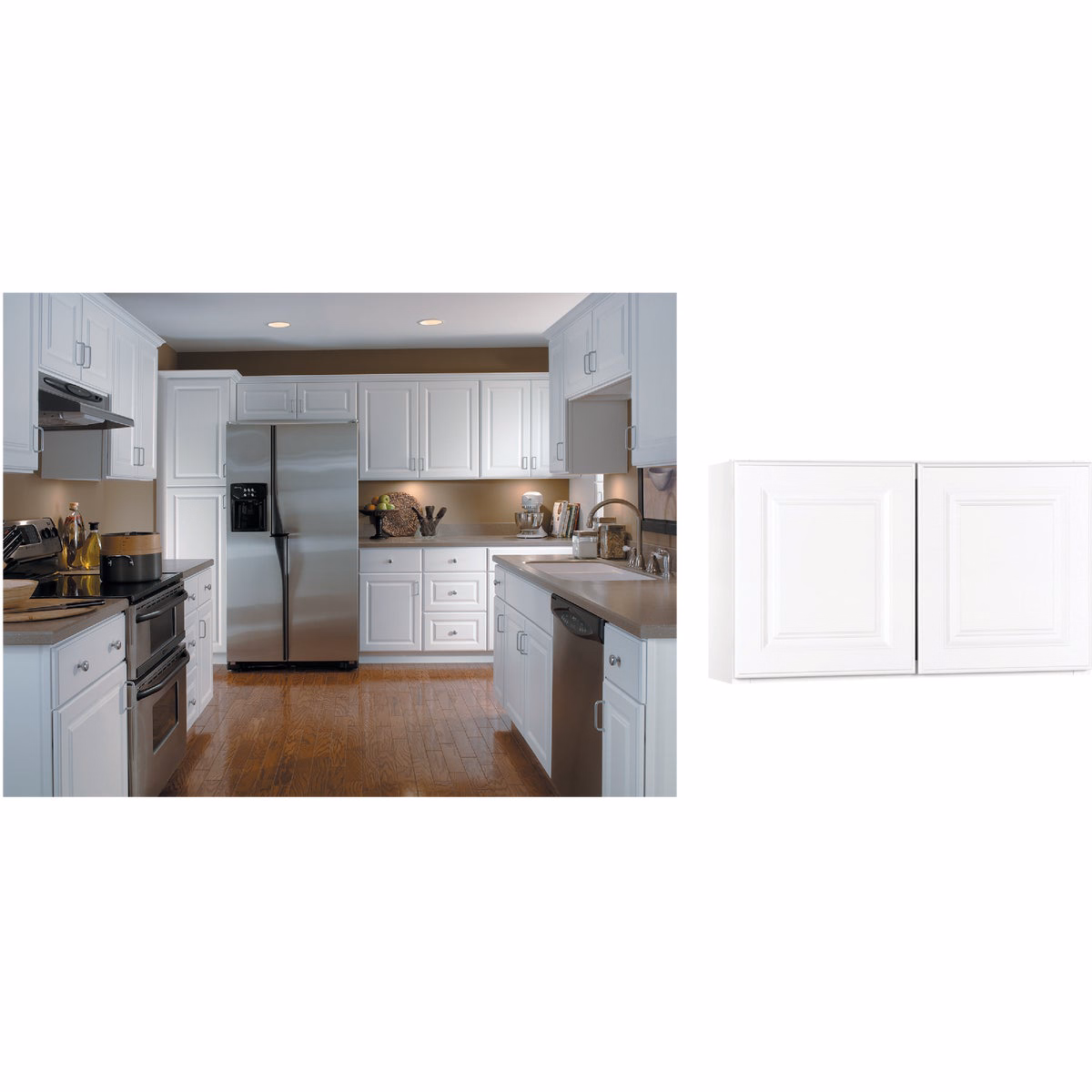 Continental Cabinets Hamilton 30 In. W. x 18 In. H. x 12 In. D. White Thermofoil Bridge Wall Kitchen Cabinet