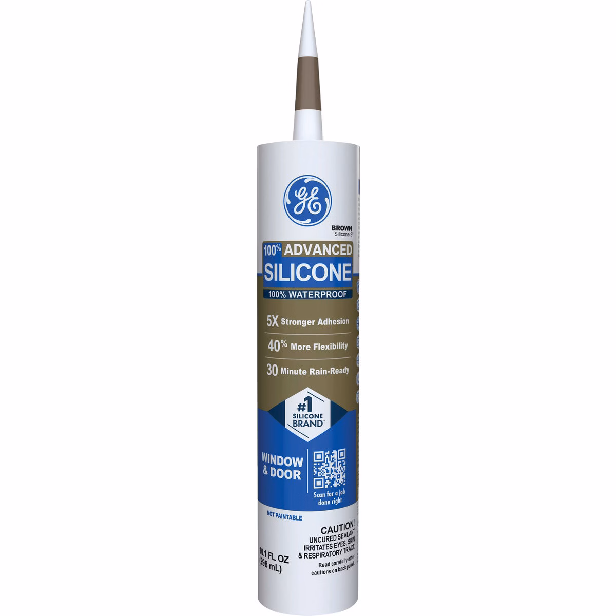 GE Advanced Silicone Window & Door Sealant, Brown, 10.1 Oz. Cartridge