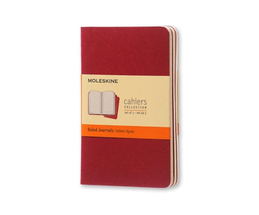 Moleskine Plain Red Cahier 9cm x 14cm [pack pf 3]
