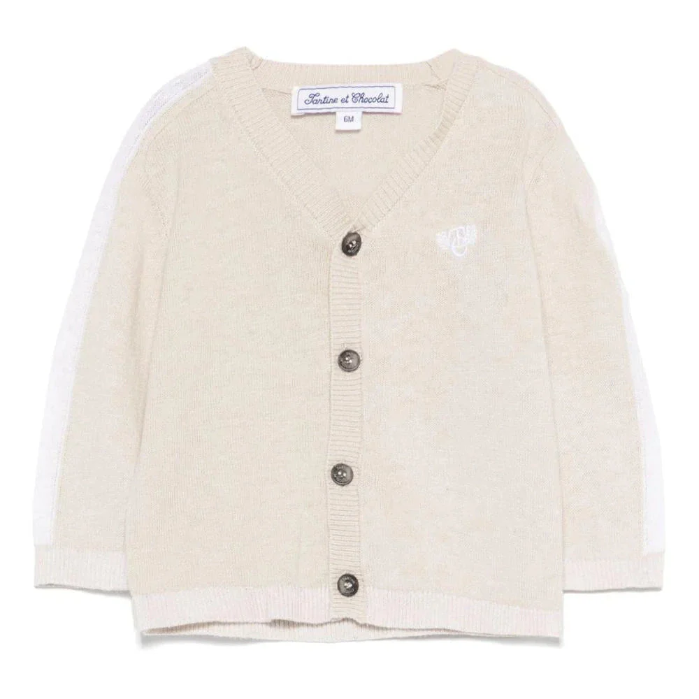 Tartine et Chocolat Kids Beige Washed Linen Cardigan