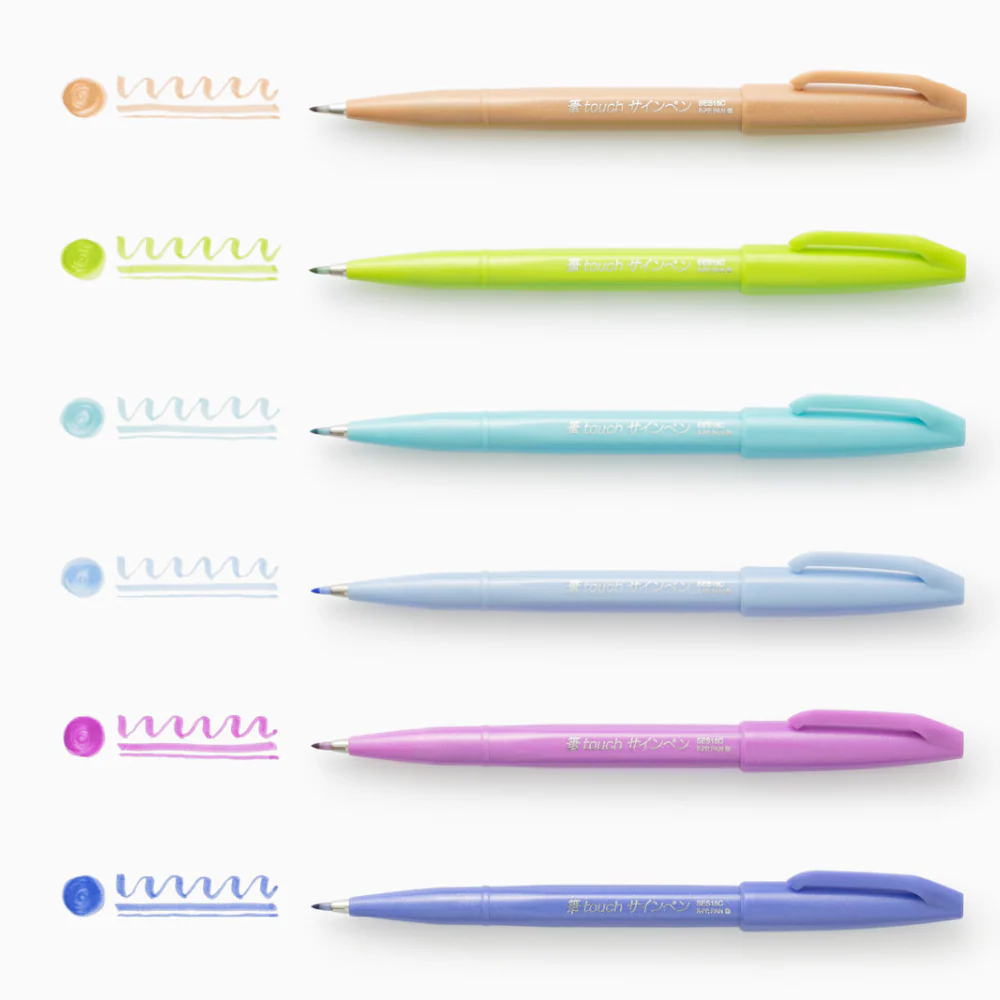 Pentel Touch Brush Sign Pen Pastel Colours